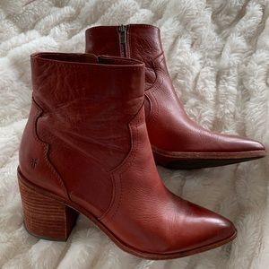 Frye Red Leather Booties